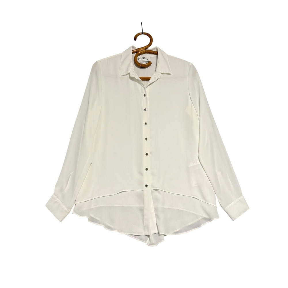 Joseph Ribkoff | Layered Sheer Blouse White Button Down Shirt Size 4